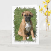Het Wenskaart van het Puppy van de bokser Kaart (Gele Bloem)
