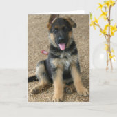 Het Wenskaart van het Puppy van de Duitse herder Kaart (Gele Bloem)