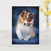 Het Wenskaart van het Puppy van de Herdershond van Kaart (Gele Bloem)