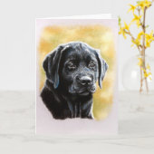 Het Wenskaart van het Puppy van het Laboratorium Kaart (Gele Bloem)