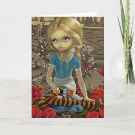 "Het Wenskaart van het Rood Roos schilderen" Kaart (Voorkant)