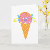 Het Wenskaart van het Roomijs van het Meisje van Kaart (Gele Bloem)