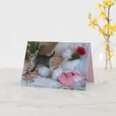 het wenskaart van het valentijnkatje kaart (Gele Bloem)