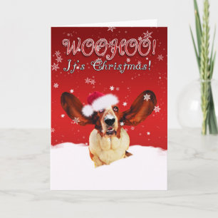 Het Wenskaart van Kerstmis van Basset Hound Feestdagen Kaart