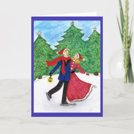 Het Wenskaart van Kerstmis van de Schaats van het Feestdagen Kaart