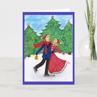 Het Wenskaart van Kerstmis van de Schaats van het Feestdagen Kaart