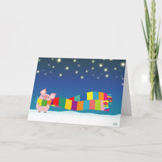 Het wenskaart van Kerstmis van weinig Varken Feestdagen Kaart (Voorkant)