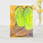 Het Wenskaart van LAARZEN Kaart (Gele Bloem)