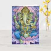 Het Wenskaart van Lotus Ganesha Kaart (Gele Bloem)