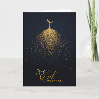 Het Wenskaart van Mubarak Sparkle Glitter Mosque Feestdagen Kaart