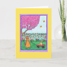 Het Wenskaart van Pasen met Kinderen, Konijntje, Feestdagen Kaart
