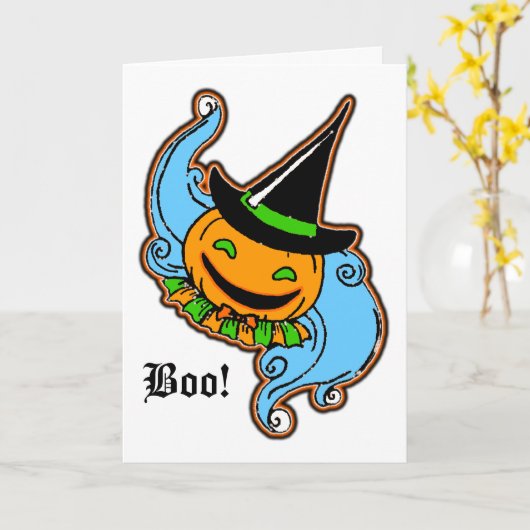 Het wenskaart van PengiHoliday pumpkinhead Kaart (Gele Bloem)