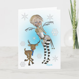 Het Wenskaart van Pixi van de Sneeuw van Kerstmis Feestdagen Kaart