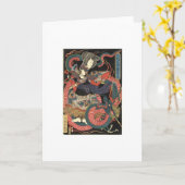 Het Wenskaart van samoeraien en van de Draak Kaart (Gele Bloem)