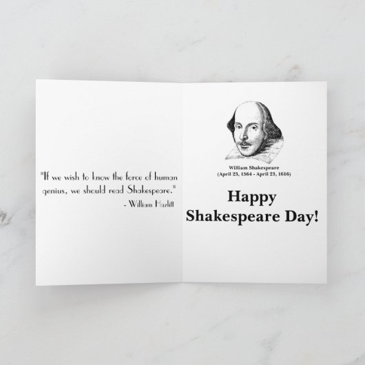 Het Wenskaart van Shakespeare Kaart (Binnen)