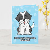 Het Wenskaart van ShihTzu van de cartoon Kaart (Gele Bloem)