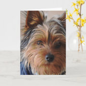 Het Wenskaart van Terrier van Yorkie Kaart (Gele Bloem)