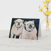 Het Wenskaart van twee Buldoggen Kaart (Gele Bloem)