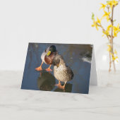 Het Wenskaart van twee Eenden van de Wilde eend Kaart (Gele Bloem)