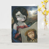 Het Wenskaart van Veronica "van de Sluier" Kaart (Gele Bloem)