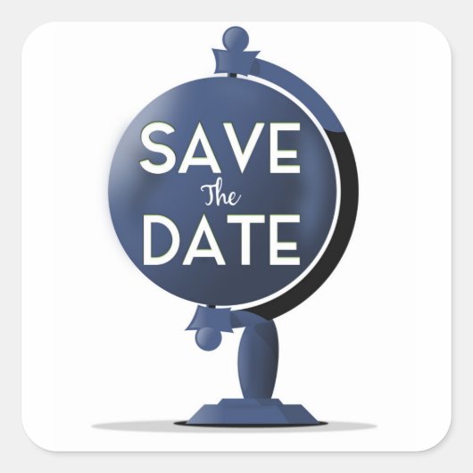 Het  Wereldbol Datum opslaan Vierkante Sticker (Voorkant)