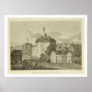 Het Wereldbol Theater op de Bankside zoals het in Poster