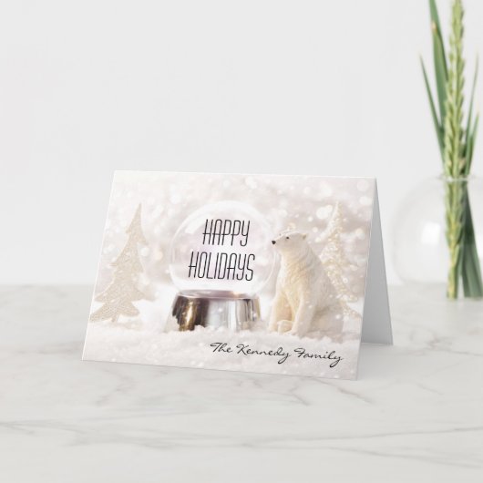 Het wereldbol van de sneeuw in de winterscène feestdagen kaart (Voorkant)