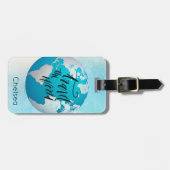 Het Wereldbol van de Wereld | Naam Waterverf Turqu Bagagelabel (Voorkant horizontaal)