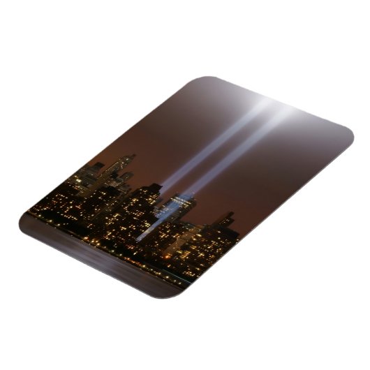 Het wereldhandelscentrum in New York in het licht. Magneet (Linkerzijde)