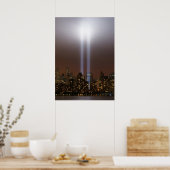 Het wereldhandelscentrum in New York in het licht. Poster (Keuken)