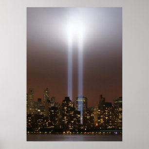 Het wereldhandelscentrum in New York in het licht. Poster