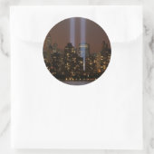 Het wereldhandelscentrum in New York in het licht. Ronde Sticker (Tas)