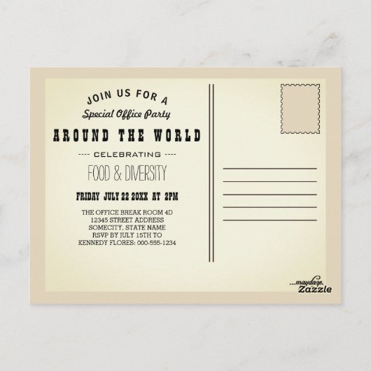 het wereldpaspoort briefkaart (Achterkant)