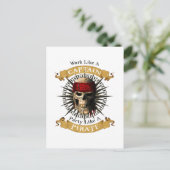 Het werk als een hoofdpartij als een piraatschedel briefkaart (Staand voorkant)