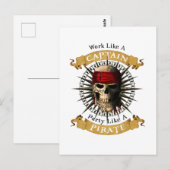 Het werk als een hoofdpartij als een piraatschedel briefkaart (Voorkant / Achterkant)