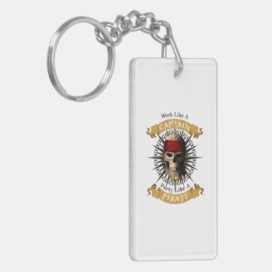 Het werk als een hoofdpartij als een piraatschedel sleutelhanger (Voorkant Links)