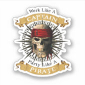 Het werk als een hoofdpartij als een piraatschedel sticker (Voorkant)