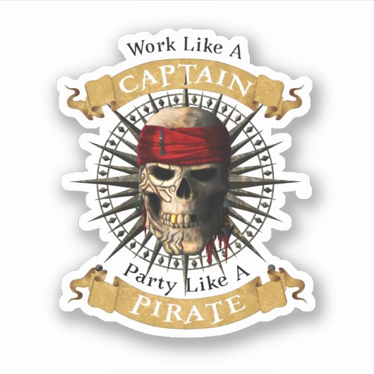 Het werk als een hoofdpartij als een piraatschedel sticker (Voorkant)