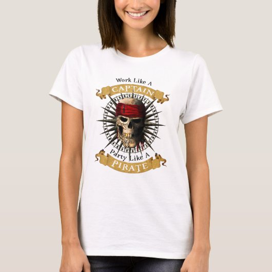 Het werk als een hoofdpartij als een piraatschedel t-shirt (Voorkant)