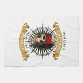 Het werk als een hoofdpartij als een piraatschedel theedoek (Horizontaal)