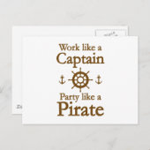 Het werk als een Kapitein Partij als een Pirate Briefkaart (Voorkant / Achterkant)