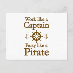 Het werk als een Kapitein Partij als een Pirate Briefkaart