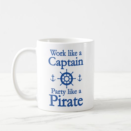 Het werk als een Kapitein Partij als een Pirate Co Koffiemok (Links)