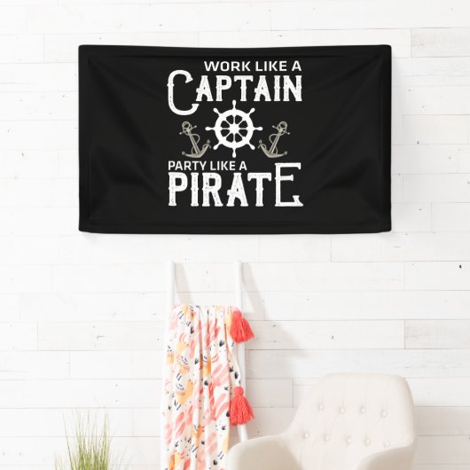 Het werk als een Kapitein Partij als een Pirate Spandoek (Insitu)