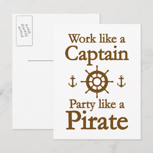 Het werk als een Kapitein Partij als een Pirate Uitnodiging Briefkaart (Voorkant / Achterkant)