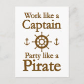 Het werk als een Kapitein Partij als een Pirate Uitnodiging Briefkaart (Voorkant)
