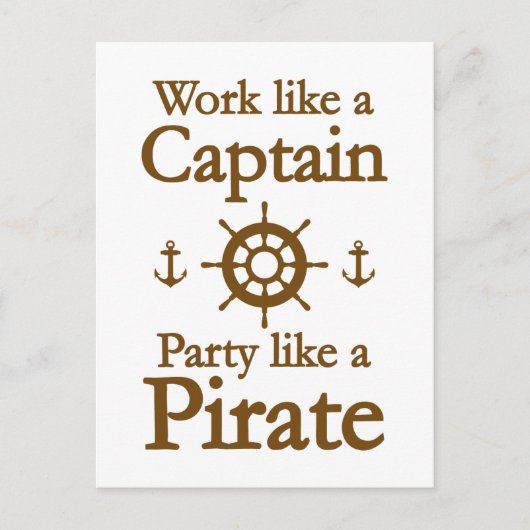 Het werk als een Kapitein Partij als een Pirate Uitnodiging Briefkaart (Voorkant)