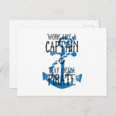 Het werk als een Kapitein Spel als een Pirate Briefkaart (Voorkant / Achterkant)