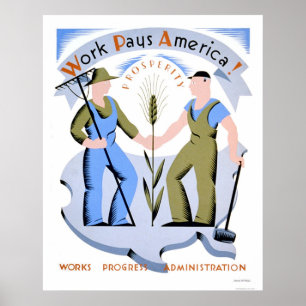 Het werk betaalt Amerika 1939 WPA Poster