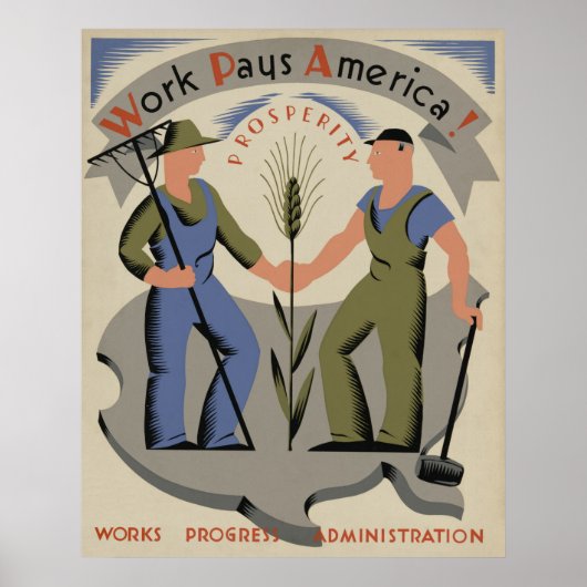 Het werk betaalt het  Poster van WPA van Amerika (Voorkant)